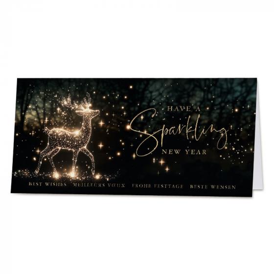 Carte de bonne année 2026 cerf lumineux