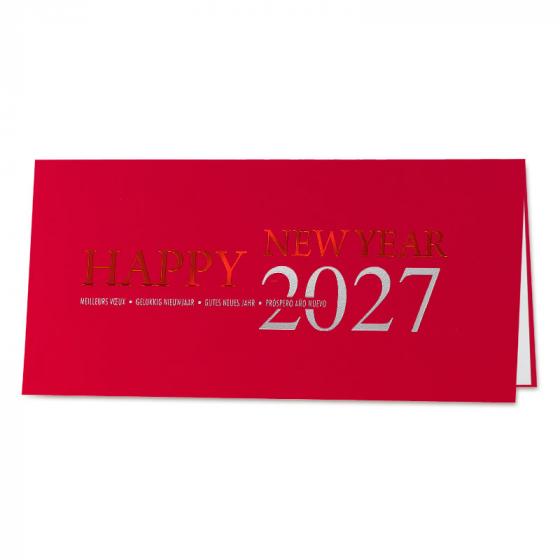Carte de fin d'année 2027 entreprise de rouge et d'argent