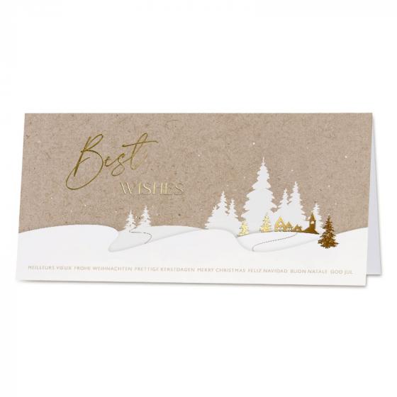 Carte de joyeux Noël entreprise paysage hivernal