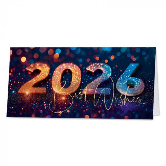 Carte de vœux entreprise 2026 couleurs festives