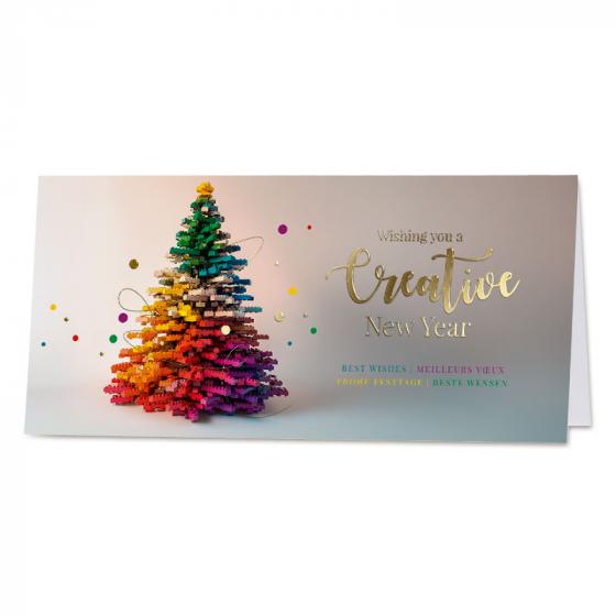 Carte de vœux entreprise 2026 sapin créatif