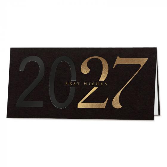 Carte de vœux entreprise 2027 de noir et d'or