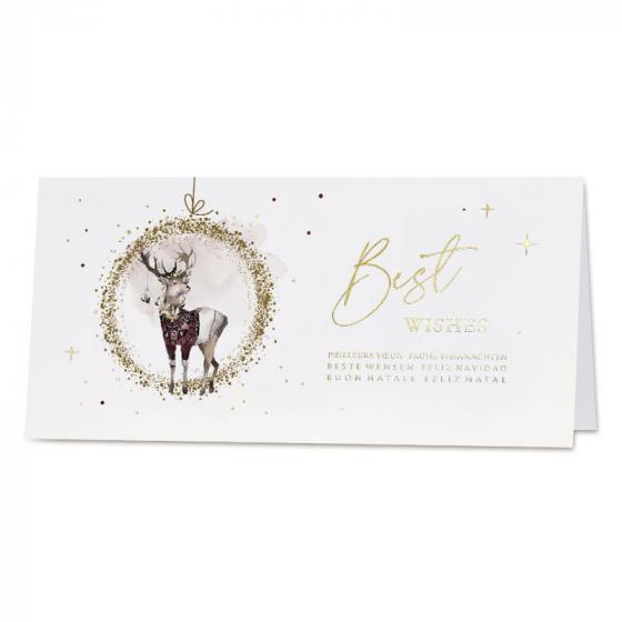 Carte de vœux entreprise cerf et dorure
