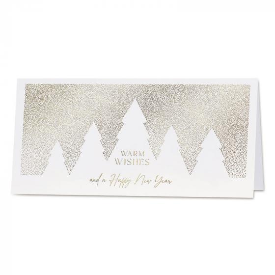 Carte de vœux entreprise sapins et dorure