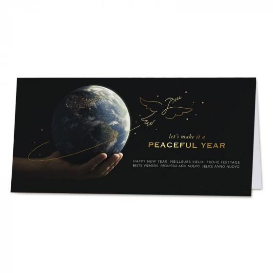 Carte de vœux planète Terre et dorure