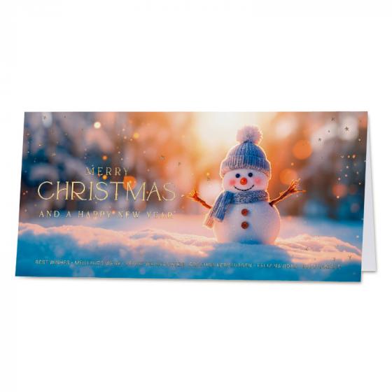 Carte de vœux professionnelle joyeux bonhomme de neige
