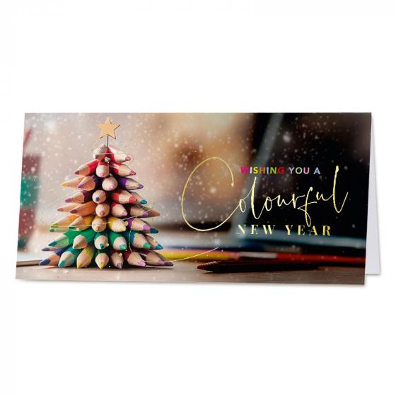 Carte de vœux professionnelle sapin coloré