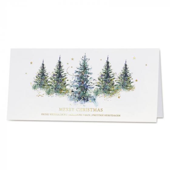 Carte de vœux sapin de Noël et dorure