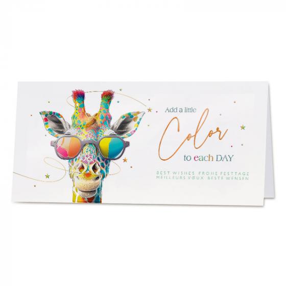 Carte de vœux société girafe en couleur