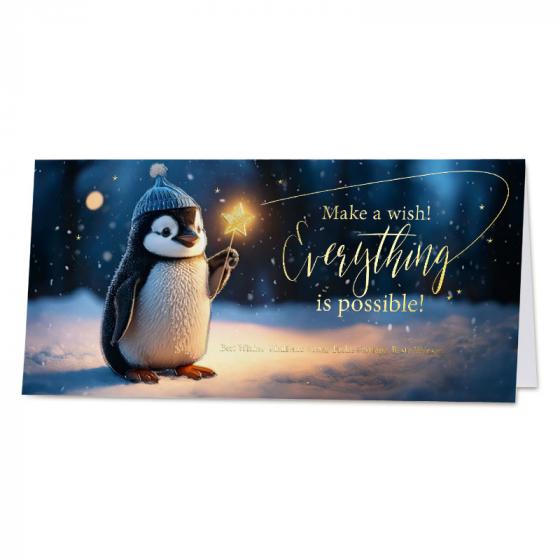 Carte de vœux société pingouin festif