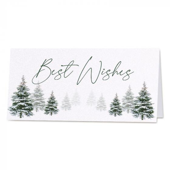 Carte joyeux Noël entreprise forêt de sapins enneigés