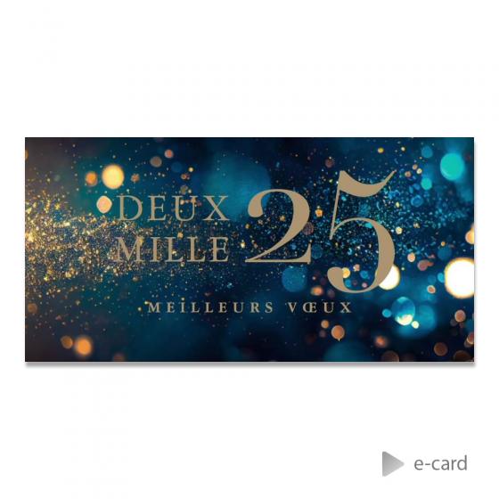 E-card entreprise 2025 bulles de couleurs et dorure