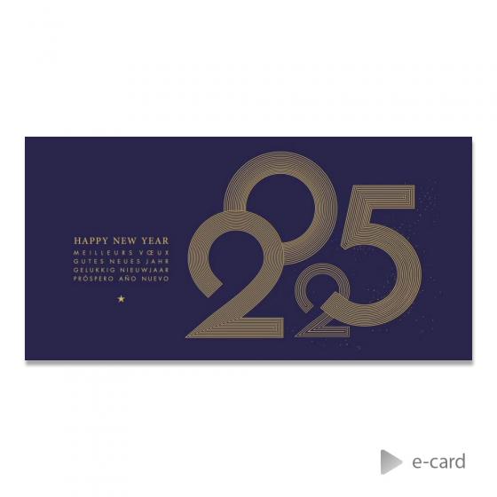 E-card entreprise 2025 dorure sur fond bleu 