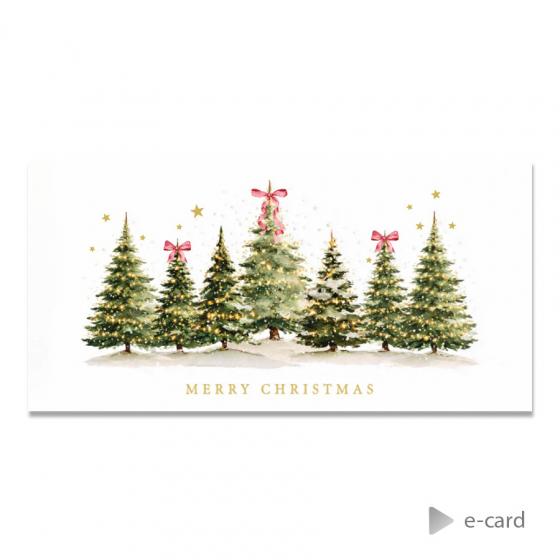 E-card entreprise Merry Christmas sapins décorés