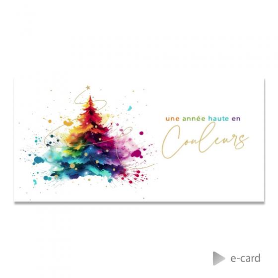 E-card entreprise sapin de Noël en éclats de couleurs