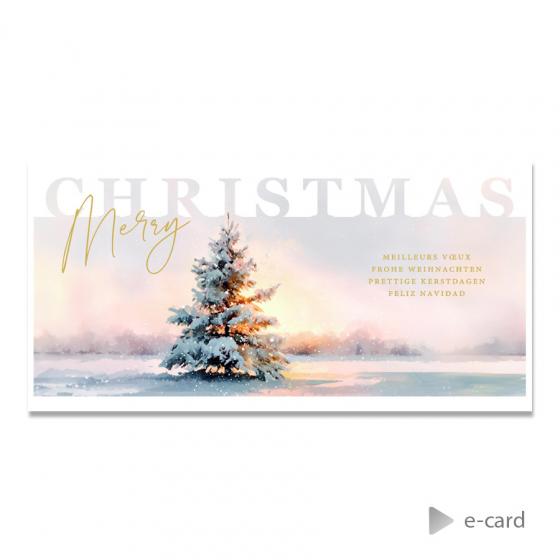 E-card entreprise sapin sous ciel d'hiver