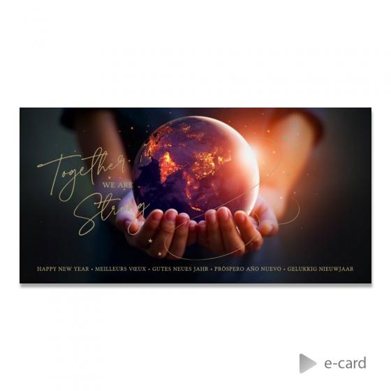 E-card mappemonde et message 'together we are strong'