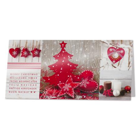 Carte aux décorations de Noël rouges