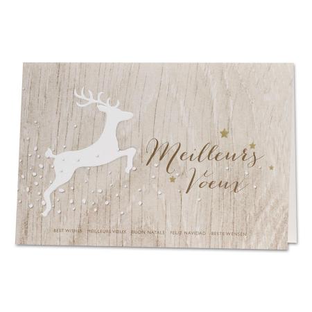 Carte cerf sur fond boisé