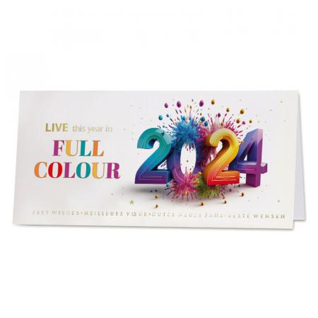 Carte de bonne année 2024 explosion de couleurs