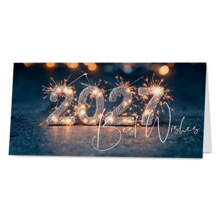 Carte de bonne année entreprise 2027 en feu d'artifice