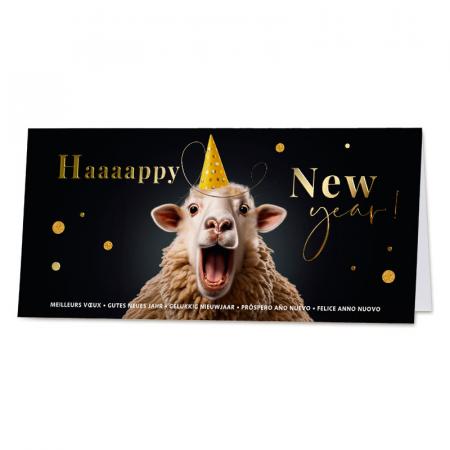 Carte de bonne année entreprise mouton humoristique