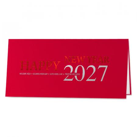 Carte de fin d'année 2027 entreprise de rouge et d'argent