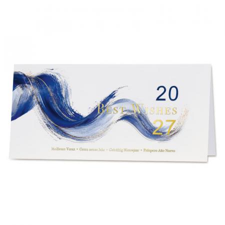 Carte de fin d'année pro 2027 dorure et aquarelle