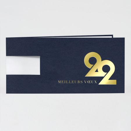Carte de vœux 2022 bleue et or