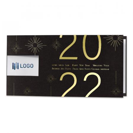 Carte de vœux 2022 fond noir et feux d'artifice