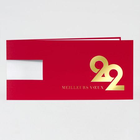 Carte de vœux 2022 rouge et or