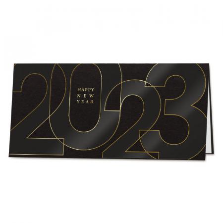 Carte de vœux 2023 et contours dorés