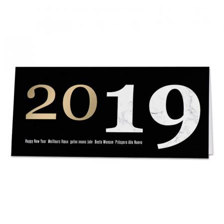 Carte de vœux entreprise 2019 d'or et de marbre