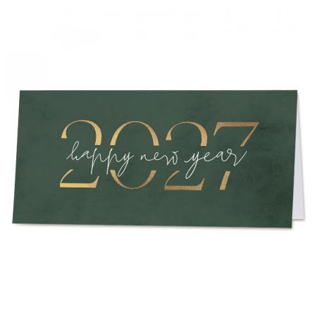 Carte de vœux entreprise 2027 fond vert et dorure 