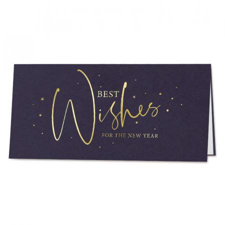 Carte de vœux entreprise bleue joyeuses fêtes et dorure