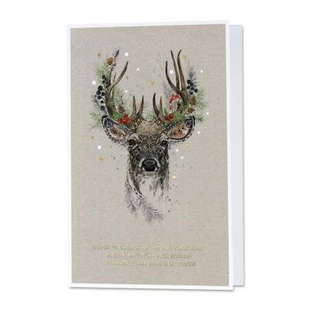 Carte de vœux entreprise cerf en mosaïque et dorure