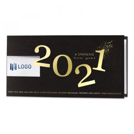 Carte de vœux entreprise noire 2021 en dorure