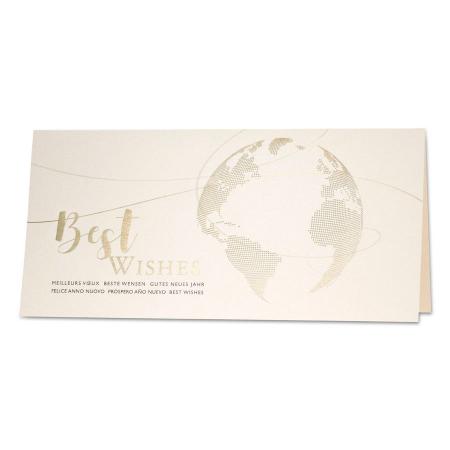 Carte de voeux entreprise planisphère doré