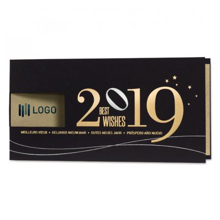 Carte de voeux professionnelle 2019 de noir et d'or