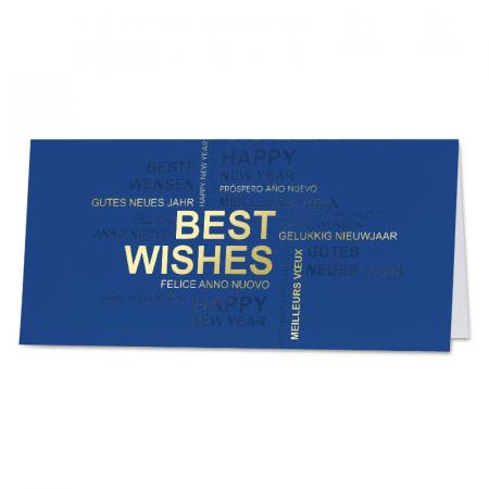 Carte de vœux professionnelle bleu reflex et dorure