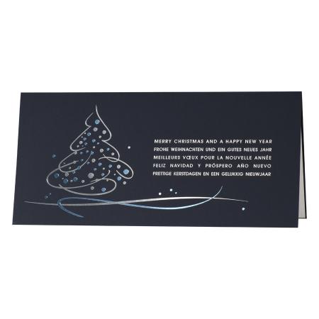 Carte de voeux professionnelle boules et sapin argentés