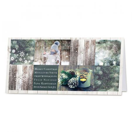 Carte de vœux professionnelle flocons et photos hivernales