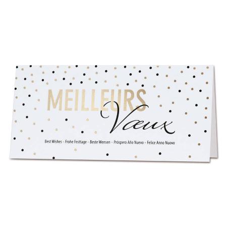 Carte de voeux professionnelle pluie de confettis dorés et noirs