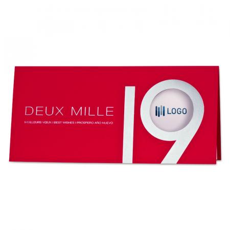 Carte de voeux professionnelle rouge vif avec découpe