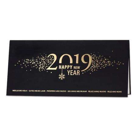Carte de vœux professionnelle toute de noire et d'or