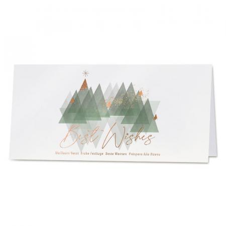 Carte de vœux sapin et cuivre à chaud