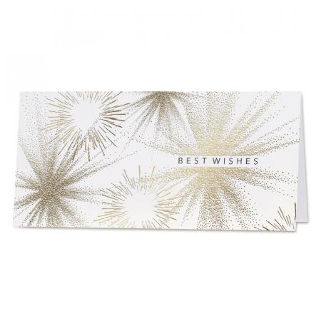 Carte de vœux société feux d'artifice dorés