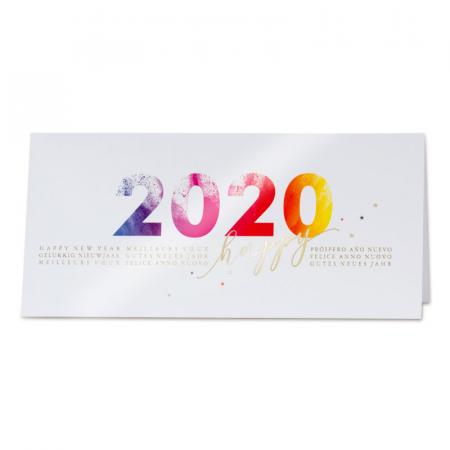 Carte "Happy 2020" en couleur