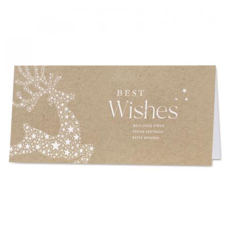 Carte joyeux Noël caritative cerf sur fond étoilé