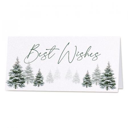 Carte joyeux Noël entreprise forêt de sapins enneigés